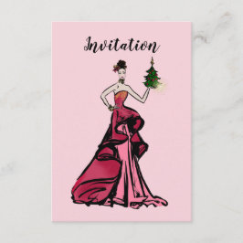 Weihnachtsfashion-Illustration mit Baum Einladung