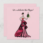 Weihnachtsfashion-Illustration mit Baum Einladung (Vorne/Hinten)