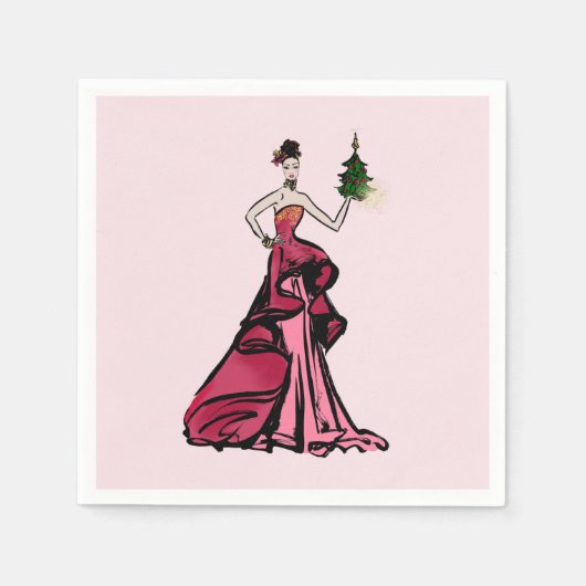 Weihnachtsfashion-Illustration mit Baum Serviette (Vorderseite)