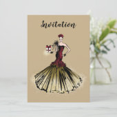 Weihnachtsfashion Illustration mit Paket Einladung (Stehend Vorderseite)