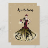 Weihnachtsfashion Illustration mit Paket Einladung (Vorne/Hinten)