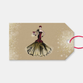 Weihnachtsfashion Illustration mit Paket Geschenkanhänger