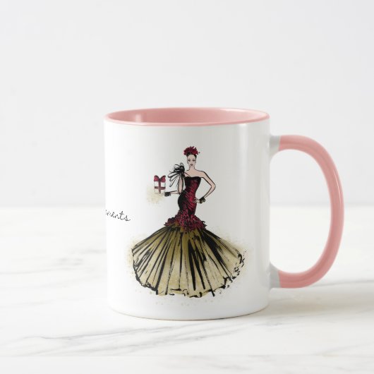 Weihnachtsfashion Illustration mit Paket Tasse (Rechts)