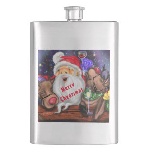 Weihnachtsfass und Reindeers Funny Christmas Flask Flachmann