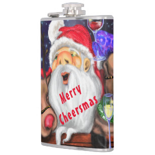 Weihnachtsfass und Reindeers Funny Christmas Flask Flachmann