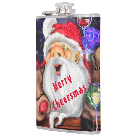 Weihnachtsfass und Reindeers Funny Christmas Flask Flachmann (Links)