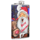 Weihnachtsfass und Reindeers Funny Christmas Flask Flachmann (Rechts)