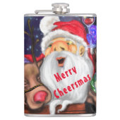 Weihnachtsfass und Reindeers Funny Christmas Flask Flachmann (Vorderseite)