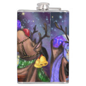 Weihnachtsfass und Reindeers Funny Christmas Flask Flachmann (Rückseite)