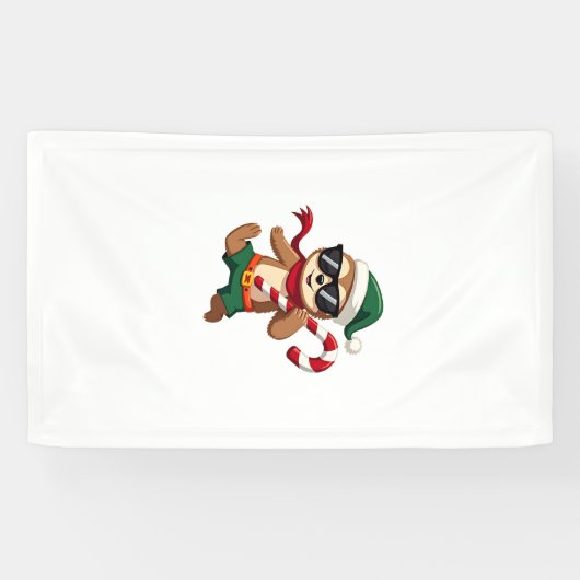 Weihnachtsfaultier-Elf-Peppermint-Candy-Cane-Shirt Banner (Horizontal)