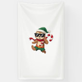 Weihnachtsfaultier-Elf-Peppermint-Candy-Cane-Shirt Banner (Vertikal)