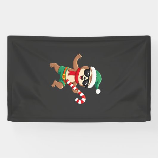 Weihnachtsfaultier-Elf-Peppermint-Candy-Cane-Shirt Banner (Horizontal)