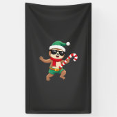 Weihnachtsfaultier-Elf-Peppermint-Candy-Cane-Shirt Banner (Vertikal)