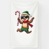 Weihnachtsfaultier-Elf-Peppermint-Candy-Cane-Shirt Banner (Vertikal)