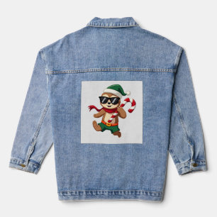 Weihnachtsfaultier-Elf-Peppermint-Candy-Cane-Shirt Jeansjacke