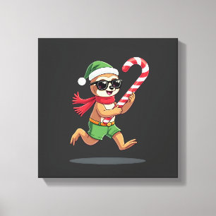 Weihnachtsfaultier-Elf-Peppermint-Candy-Cane-Shirt Leinwanddruck