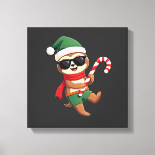 Weihnachtsfaultier-Elf-Peppermint-Candy-Cane-Shirt Leinwanddruck