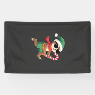 Weihnachtsfaultier-Elf-Pfefferminz-Candy-Cane-Shir Banner