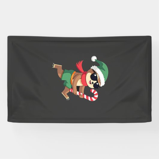 Weihnachtsfaultier-Elf-Pfefferminz-Candy-Cane-Shir Banner (Horizontal)