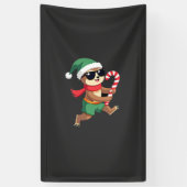 Weihnachtsfaultier-Elf-Pfefferminz-Candy-Cane-Shir Banner (Vertikal)