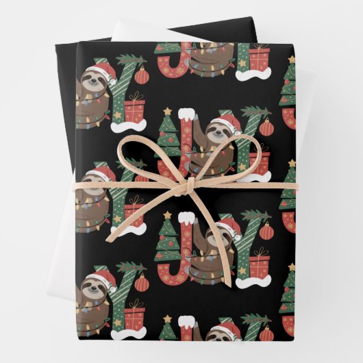 Weihnachtsfaultier Feiertagsbaum Geschenke Freude Geschenkpapier Set (Beispiel)