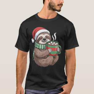 Weihnachtsfaultier Heiße Schokolade Santa Hut Urla T-Shirt