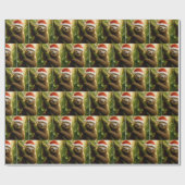 Weihnachtsfaultier mit Santa-Hut Geschenkpapier (Flach)