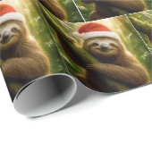 Weihnachtsfaultier mit Santa-Hut Geschenkpapier (Rolleneckpunkt)