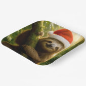 Weihnachtsfaultier mit Santa-Hut Pappteller (Gewinkelt)