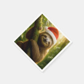 Weihnachtsfaultier mit Santa-Hut Serviette (Ecke)