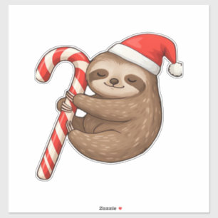 Weihnachtsfaultier umarmt Candy Cane Classic T-Shi Aufkleber