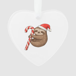 Weihnachtsfaultier umarmt Zuckerstange Classic T-S Ornament