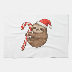 Weihnachtsfaultier umarmt Zuckerstangen-Klassik T- Geschirrtuch
