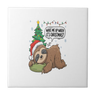 Weihnachtsfaultier Weck mich auf Feiertagsnickerch Fliese