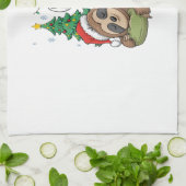 Weihnachtsfaultier Weck mich auf Feiertagsnickerch Geschirrtuch (Gefaltet)
