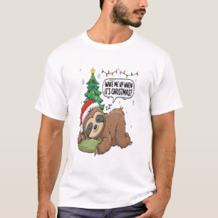 Weihnachtsfaultier Weck mich auf Feiertagsnickerch T-Shirt
