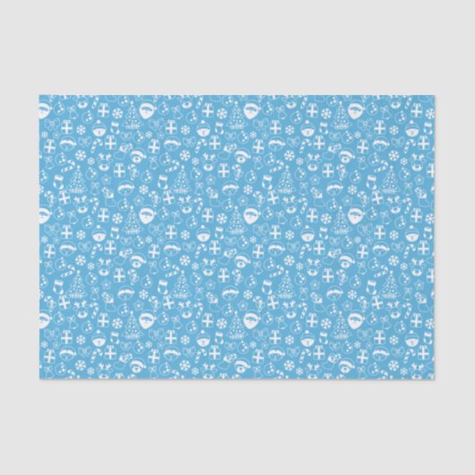 Weihnachtsfavoriten Blue Santa Elf Snowman Pattern Seidenpapier (Vorderseite)