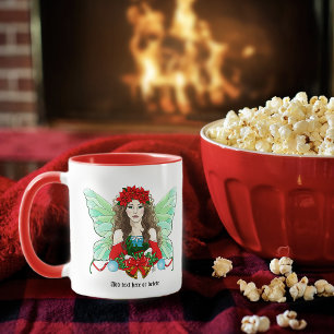 Weihnachtsfee Fantasy Holly Glocken Poinsettien Tasse