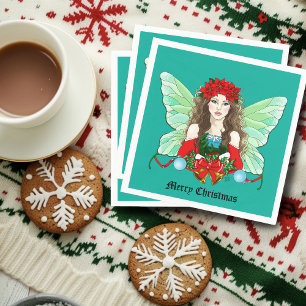 Weihnachtsfee Fantasy Stechpalme Glocken Weihnacht Serviette
