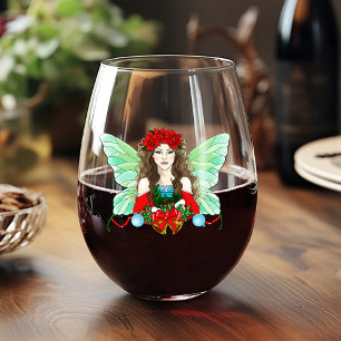 Weihnachtsfee Fantasy Stechpalme Glocken Weihnacht Weinglas Ohne Stiel