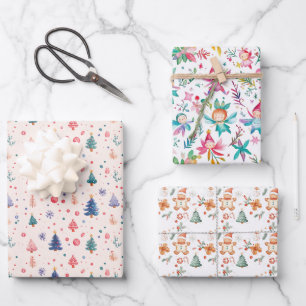 Weihnachtsfee Tannenbaum Lebkuchenmann Geschenkpapier Set