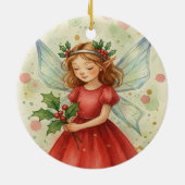 Weihnachtsfee-Wasserfarbenkunst Keramik Ornament (Hinten)