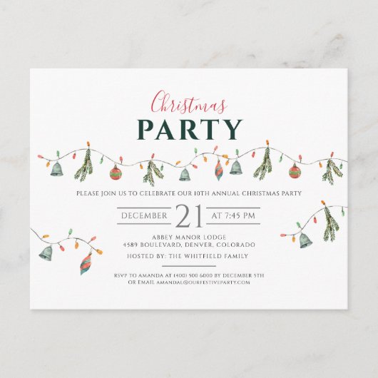 Weihnachtsfeier 2025 Moderne Rustikale Moderne Einladungspostkarte (Vorderseite)