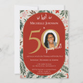 Weihnachtsfeier 50. Geburtstagsparty Einladung (Vorderseite)