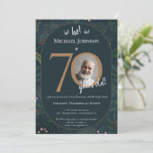 Weihnachtsfeier 70. Geburtstagsparty Einladung (Stehend Vorderseite)