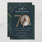 Weihnachtsfeier 70. Geburtstagsparty Einladung (Vorne/Hinten)