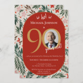 Weihnachtsfeier 90. Geburtstagsparty Einladung (Vorne/Hinten)