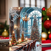 Weihnachtsfeier Abendessen Blaue Bäume Einladung