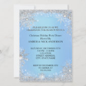 Weihnachtsfeier Abendessen Blaue Schneeflocke Einladung (Rückseite)