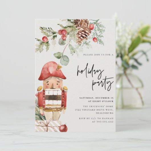 Weihnachtsfeier Abendessen Moderner Nutcracker Einladung (Stehend Vorderseite)